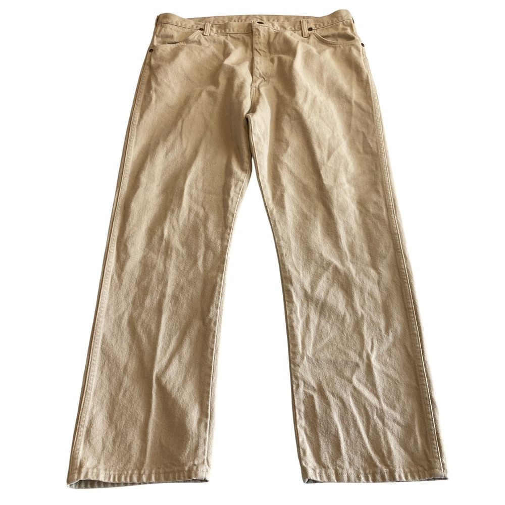 VTG Wrangler 13MWZTN Cowboy Cut Tan Jeans Mens 40x32 (Fit 38x31.5) Made in USA
